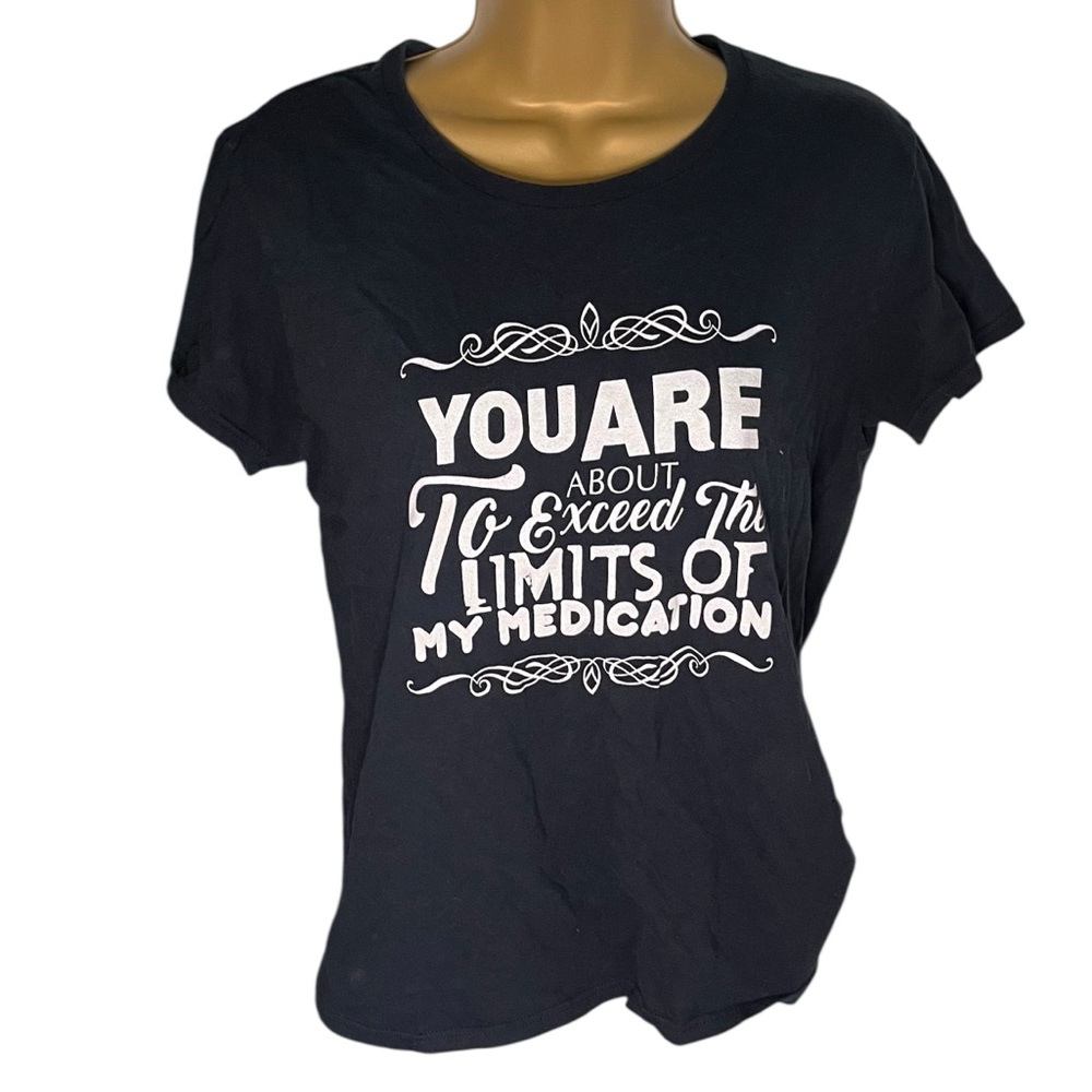 Anvil Graphic Tee Funny Quote Short Sleeve Black M